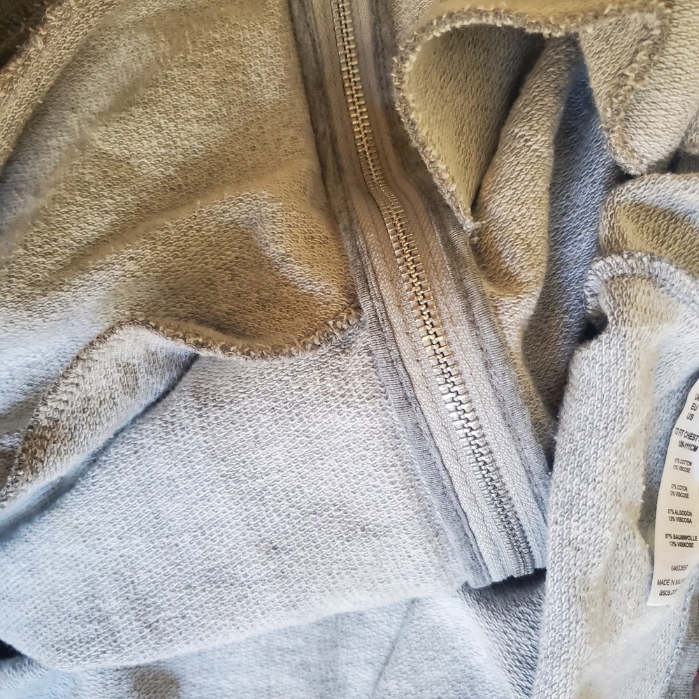 ASOS Mens XL Full Zip Sweatshirt Heather Gray Bomber Jacket Mock Neck Relax Fit - Picture 15 of 16